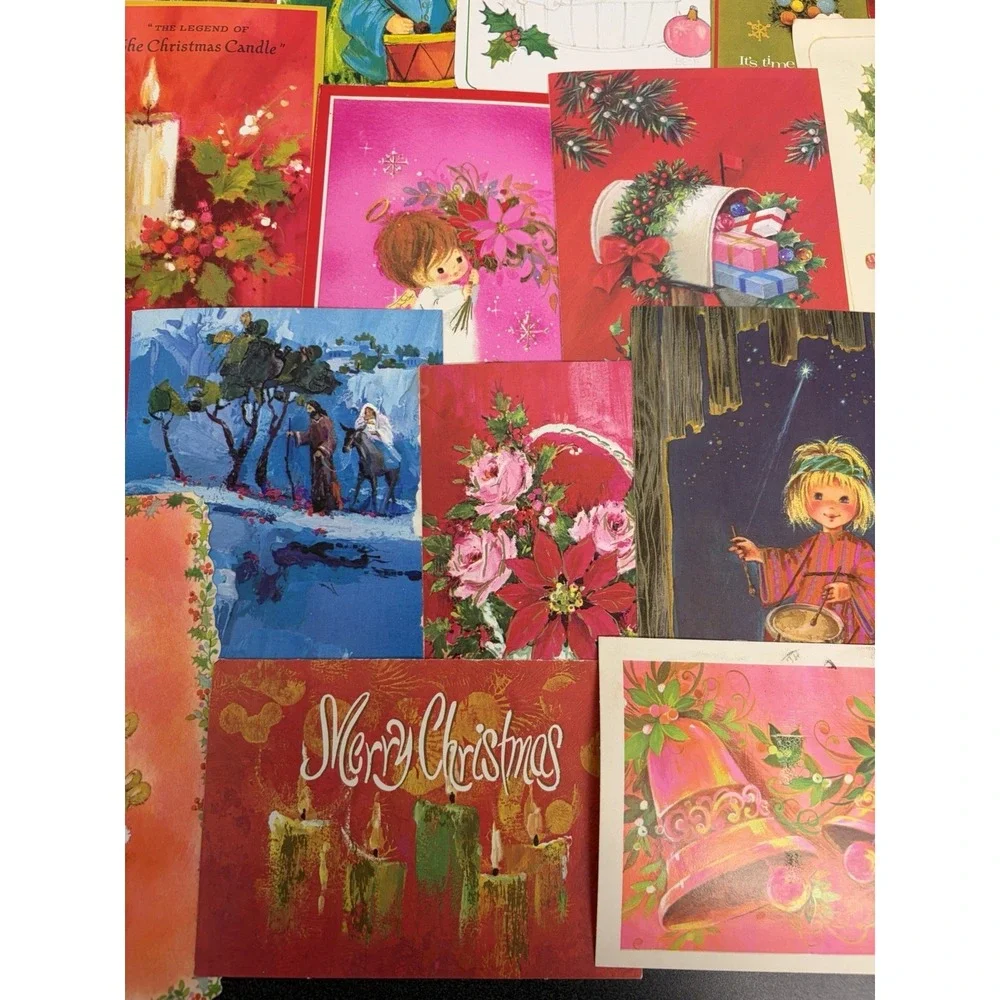 Vintage MCM Christmas Cards Fronts ONLY Mid Century Scrapbooking Crafts 50+
